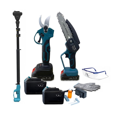 3-in-1 Battery-Powered Pruning Kit with Shears, Chainsaw, and 88V Telescopic Pole