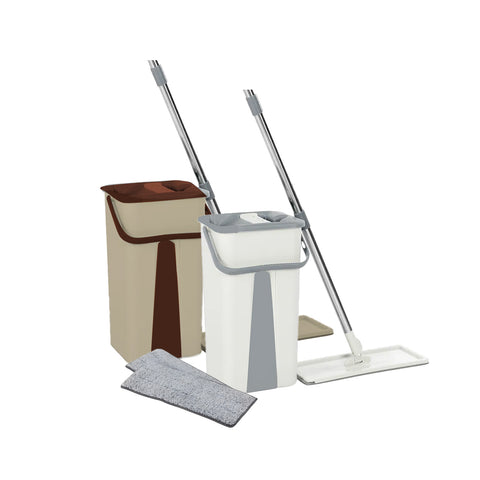 Mopo Wash floor mop 8L with jointed handle, divided bucket, and 2 cloths