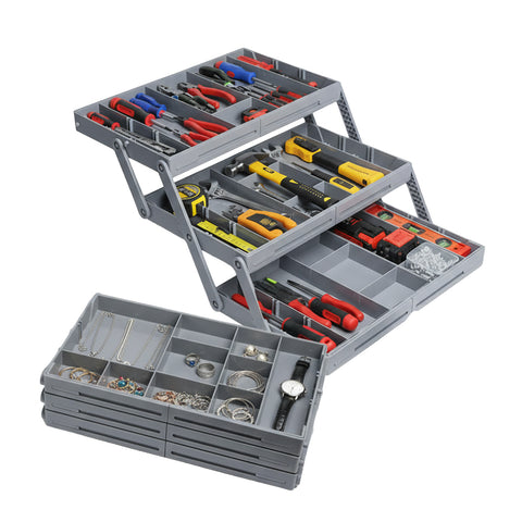 3-Tier Drawer Organizer – Modular Space-Saving Gray Container