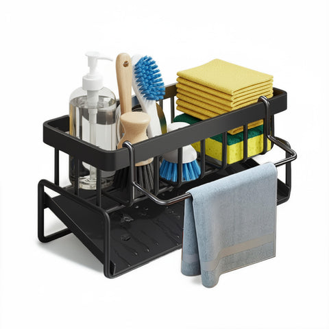 Durable Steel Sponge and Dish Soap Holder with Integrated Drainage