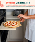 Set Pietra Refrattaria e Pala in Bambù per Pizza Croccante Fatta in Casa