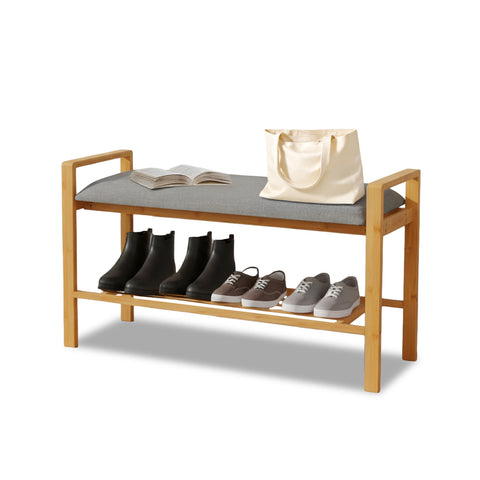 Multi-Purpose Bamboo Bench - Seat with Shoe Storage Shelf