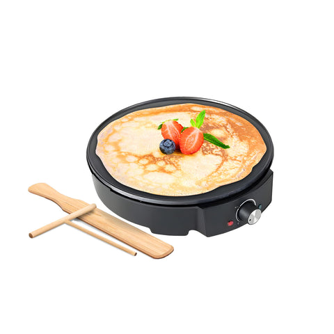 1200W Nonstick Crepe Maker with Spatula and Wooden Roller – Easy to Use