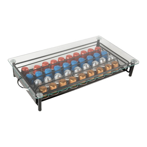 Glass and Metal Dispenser for 40 Nespresso Coffee Capsules with Modern Design
