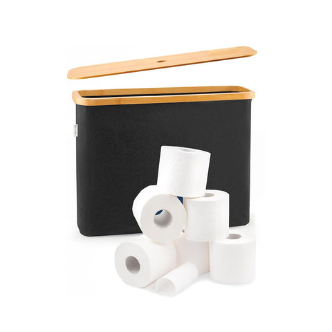Toilet Paper Roll Holder with Bamboo Lid – Elegant and Practical Design