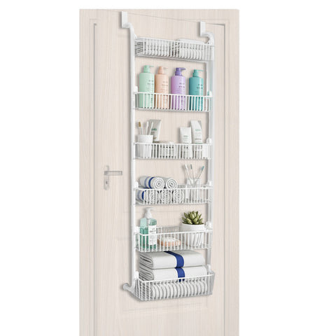 Multipurpose Vertical Over-the-Door Organizer with 6 Tiers for Bathroom or Kitchen