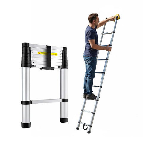 Professional 7-Step Steel Telescopic Ladder - For Home and Work