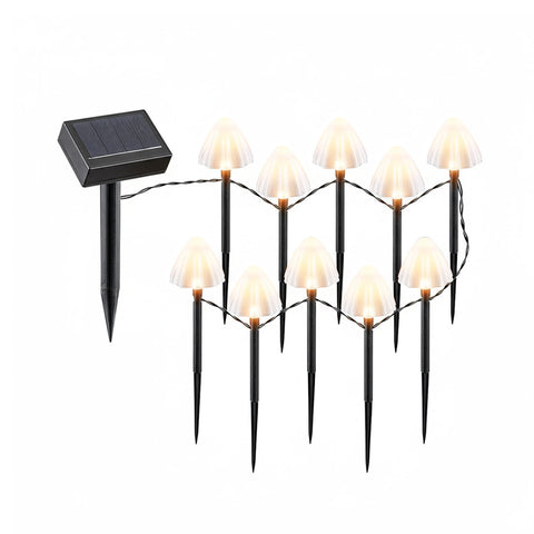 Outdoor Mushroom Solar Lights – Set of 12 Path Lights with Solar Panel and Warm LEDs