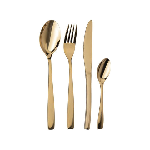 Sibilla Cutlery – Set of 16 in Elegant Polished Gold Stainless Steel