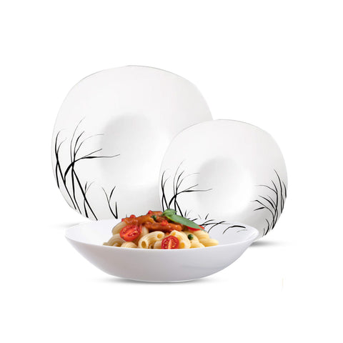 18-Piece Dinnerware Set with Square Porcelain Plates and Elegant Gracilis Decoration