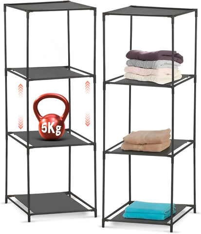 Multi-Purpose Space-Saving Modular Fabric Shelves, 3 Tiers - Set of 2