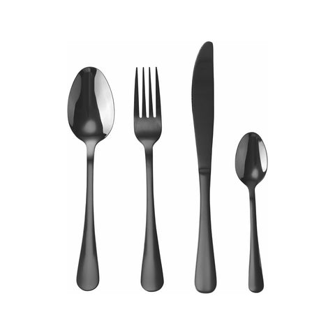 Sibilla Cutlery – Set of 24 in Elegant Satin Black Stainless Steel