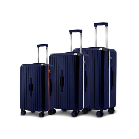 Blue ABS Trolley Suitcases 55-66-76 cm with Double Swivel Wheels