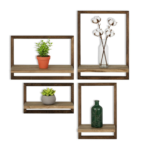 Set of 4 Wall-Mounted Wooden Shelves in Different Sizes – Modern and Durable Design