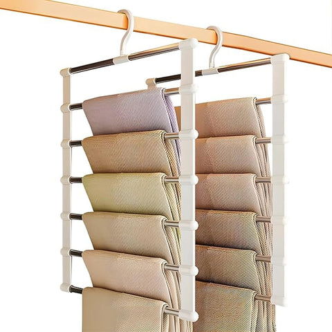 Set of 6 six-tier folding hangers in polypropylene and steel