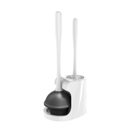 3-in-1 Toilet Set with Toilet Brush, Plunger, and Hygienic Space-Saving Base