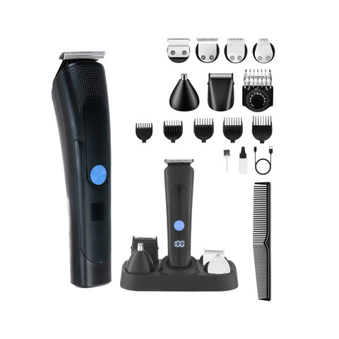 Cordless Hair Clipper and Beard Trimmer with LED Display and 12-in-1 Accessories