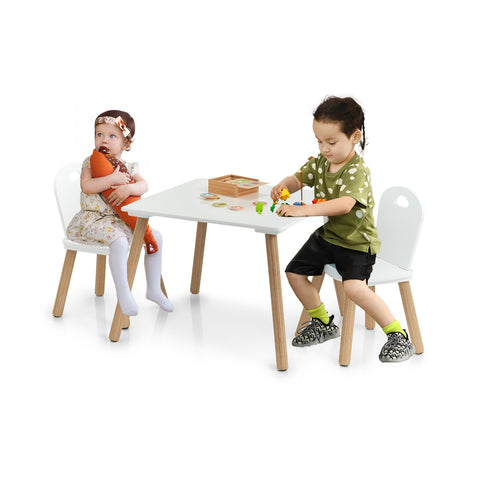 Scandi children's room set – white wooden table and 2 chairs for children