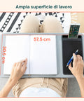 Vassoio da letto Avilia con ampia superficie di lavoro 57,5x30,5 cm, perfetto per notebook, smartphone e scrittura simultanea