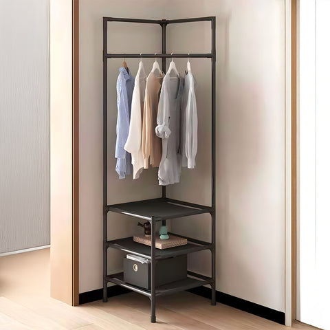 Corner coat rack with 3 shelves, modern design