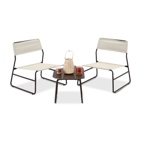 Cannes Living Room Set with Glass Table and 2 Armchairs