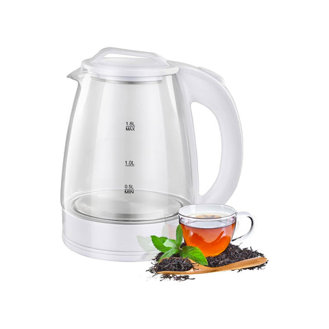 2L Glass Electric Kettle with Stainless Steel Base, Shutoff and Dual Control