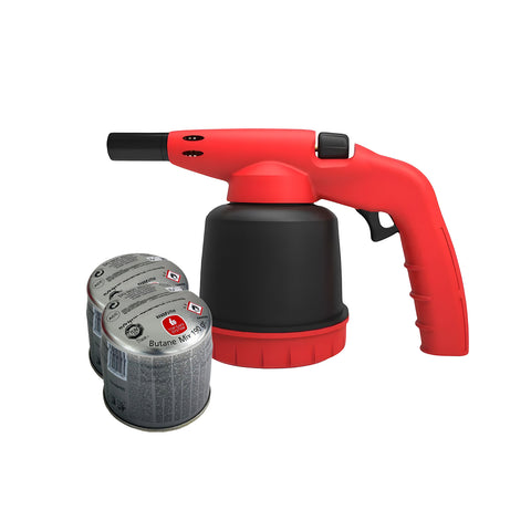 Hellfire gas soldering torch with piezo ignition and 2 included 190g cartridges