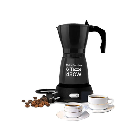 6-Cup Electric Moka Pot with Viewing Window, Illuminated Switch and Keep-Warm Function