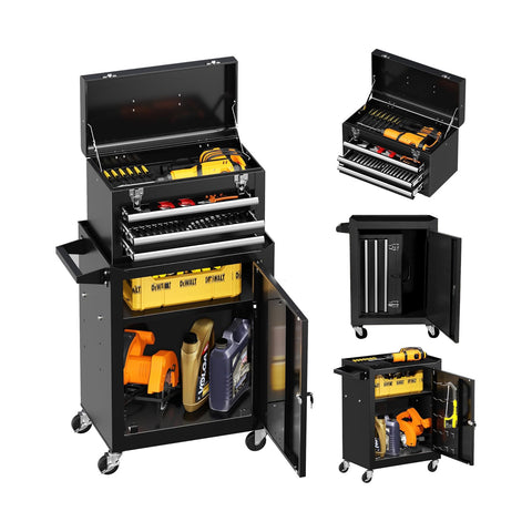 Tool Trolley with Drawers and Lockable Cabinet, up to 100kg