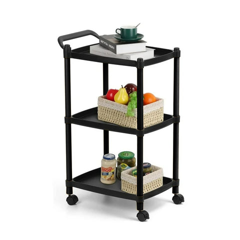 Space-Saving Cart with 3 Shelves, Practical and Elegant, for the Kitchen and Bathroom