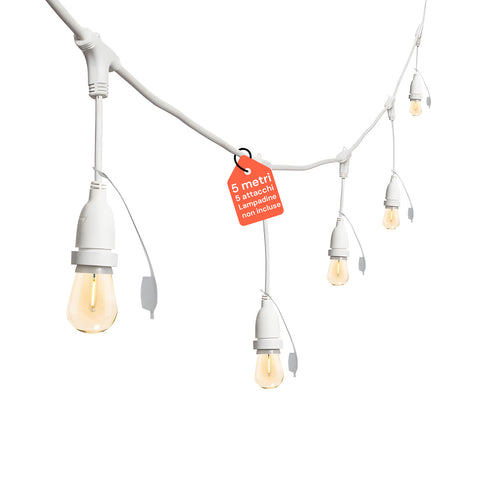 5-Socket E27 Pendant Lamp Chain 5mt White