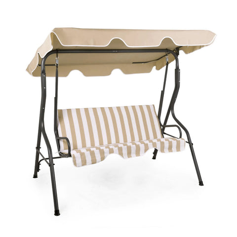 3-Seater Swing with Anthracite Steel Canopy and Beige Seat