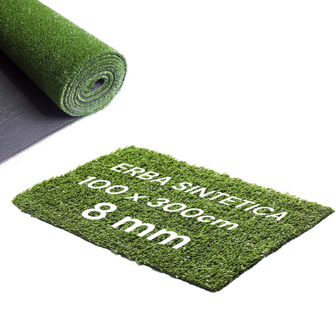Basik 8 Mm Artificial Green Grass H100xl300 Cm in Uv-Resistant Polypropylene