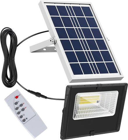 40W LED Solar Floodlight IP66 with Dusk Sensor, Remote Control, and Timer