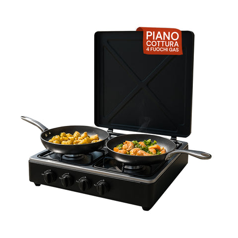 Outdoor Kitchen with Easy-to-Use, High-Efficiency 4-Burner Gas Stove