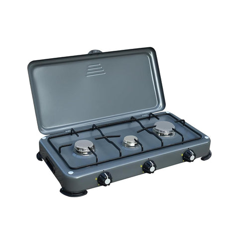3-Burner Camping Stove with Stainless Steel Burners and Manual Ignition