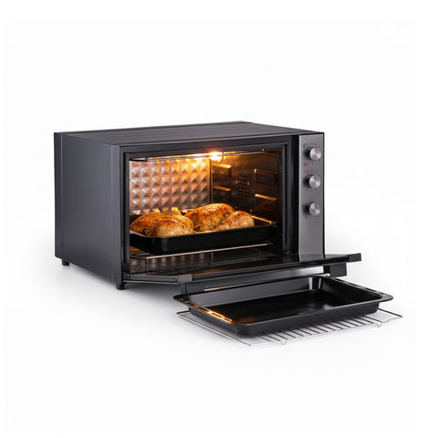 Large-Capacity 70L 2500W Fan Oven, Black, Double Heating Element and 4 Functions
