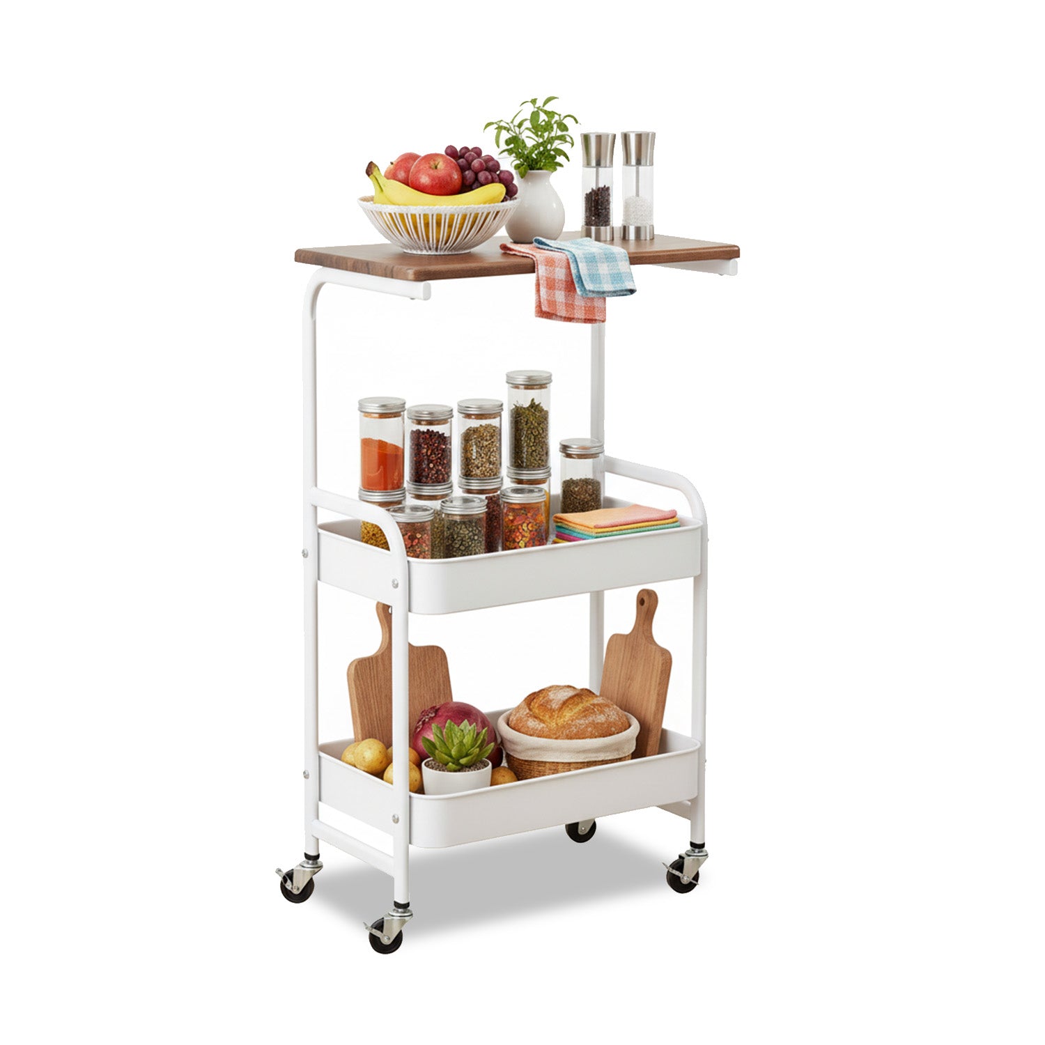 avilia carrello portaoggetti in metallo con mensola in legno e ruote ean 8056819053388