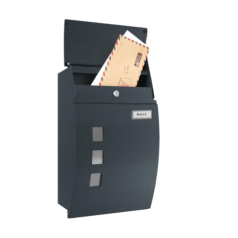Modern Wall-Mounted Stainless Steel Mailbox with Name Window and 2 Keys