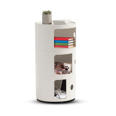Round Cabinet with Sliding Drawers – Modern ABS Bedside Table