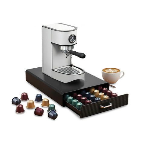 Elegant Black Coffee Capsule Organizer with 1 Drawer – Capacity: 50 Capsules