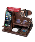 avilia home organizer da scrivania in legno con supporto smartphone e porta orologi compreso di alloggiamento per il cavo ricarica 255x15x185 cm ean 8052879011412