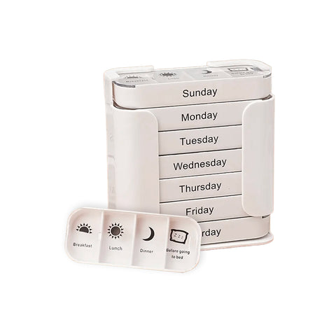 7-Day Weekly Pill Organizer with Removable, Portable Daily Containers