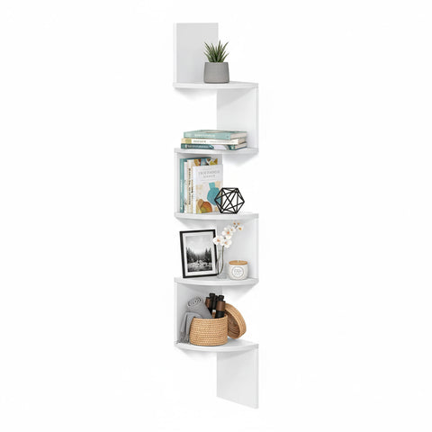 White 5-Tier Corner Shelf, Space-Saving for the Home