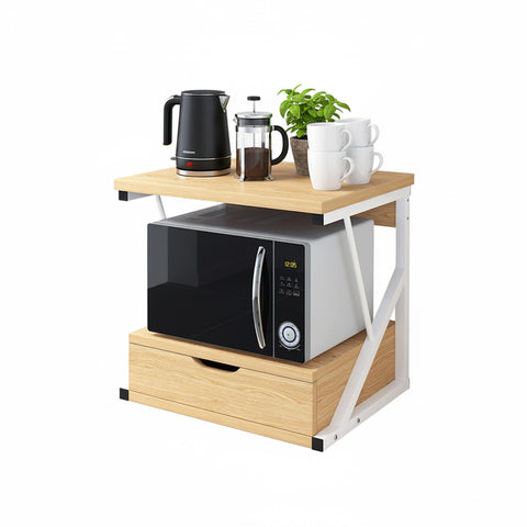 MDF Kitchen Microwave Stand with Drawer and Upper Shelf