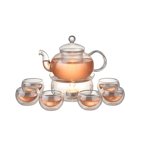 Borosilicate Glass Tea Set with Infuser and Warming Candle