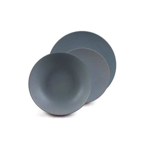 18-Piece Matte Gray Porcelain Dinnerware Set