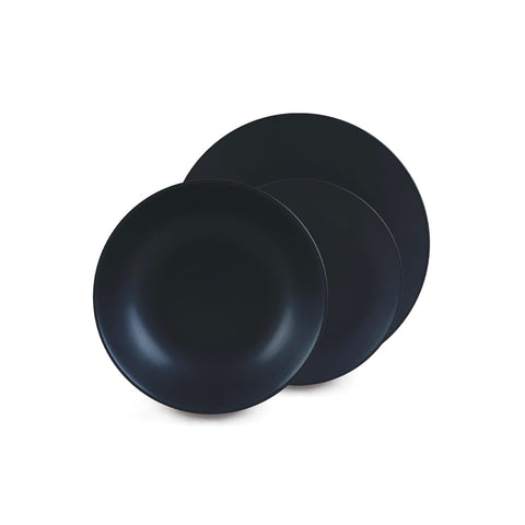 18-Piece Matte Black Porcelain Dinnerware Set