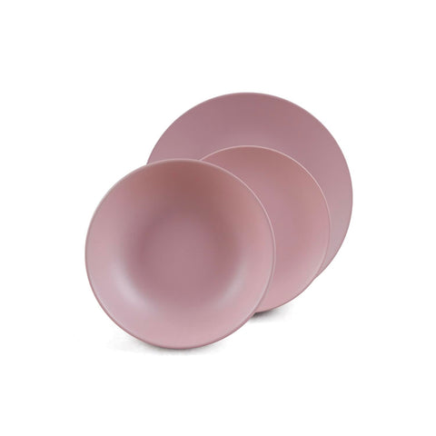 18-Piece Matte Pink Porcelain Dinnerware Set