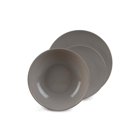 18-Piece Durable Dove-Gray Porcelain Dinnerware Set with an Elegant, Modern Design